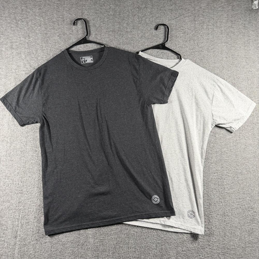 Aeropostale Shirt Mens Large Gray Black 2 Pack Solid Logo Tagless Cotton Tee